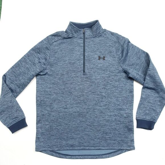 Under Armour Sweatshirt Mens Size M Blue Quarter Zip Long Sleeve Pullover - Picture 1 of 6